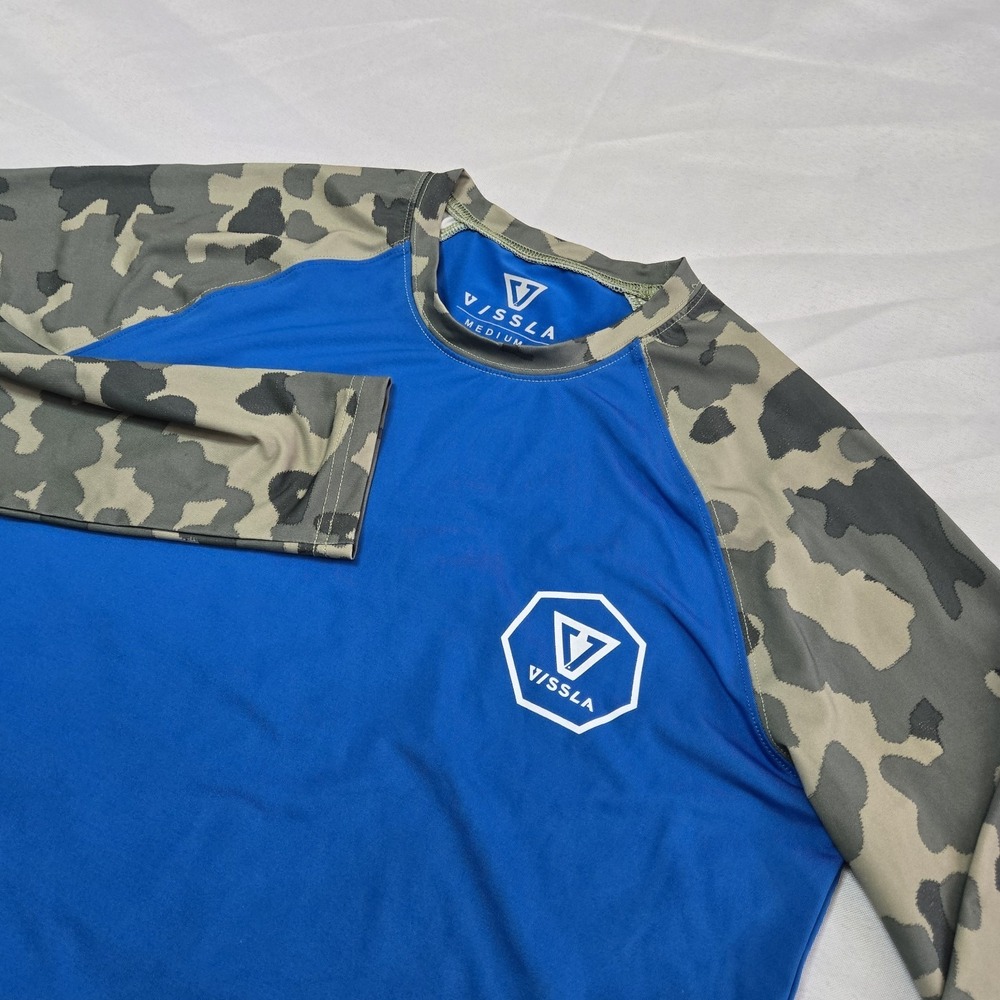 Vissla Rashguard Shirt Mens Medium UV Protection Long Sleeve Athletic Surf Beach